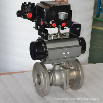 ss304 flange pneumatic ball control valve with air filter relief pressure valve